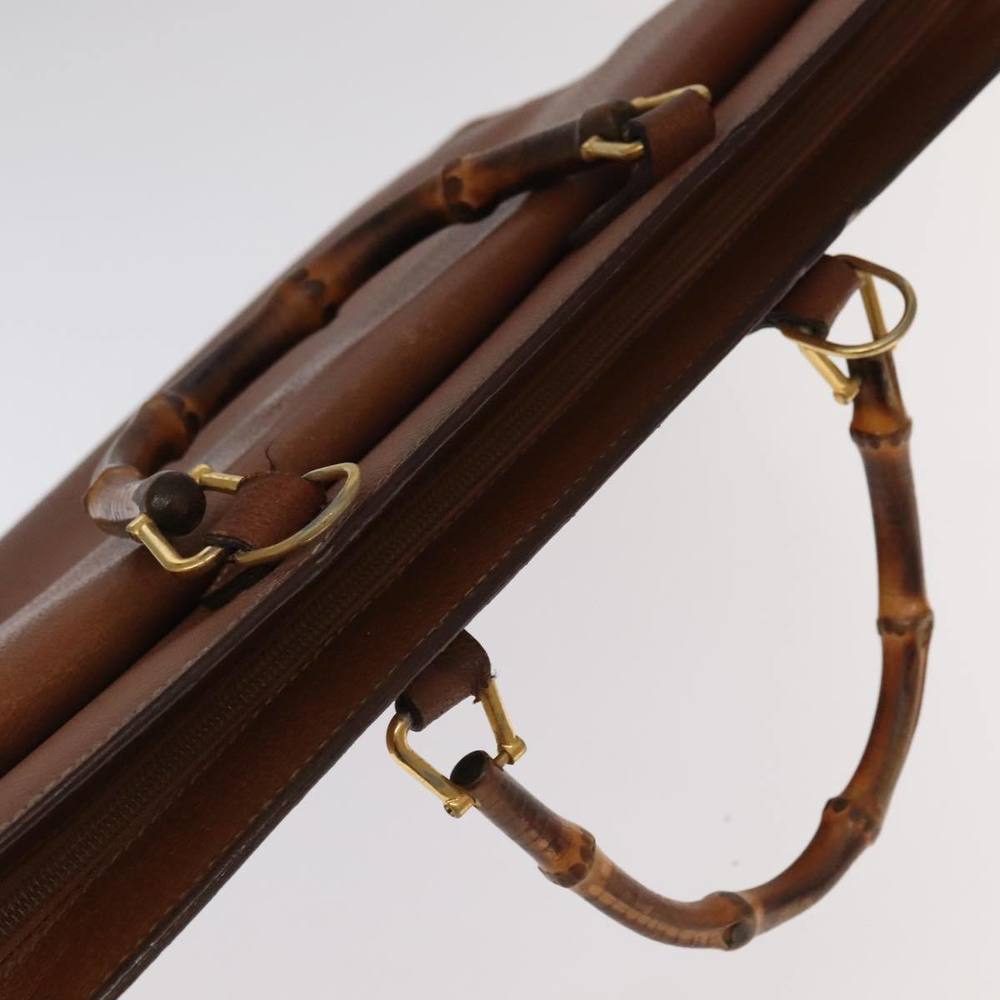 GUCCI Bamboo Business Bag Leather Brown Gold 1529593675 Auth ti2591 - Picture 6 of 16